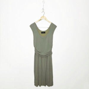 DEREK LAM cap sleeve ruched a line dress green knee length italy womens US 10